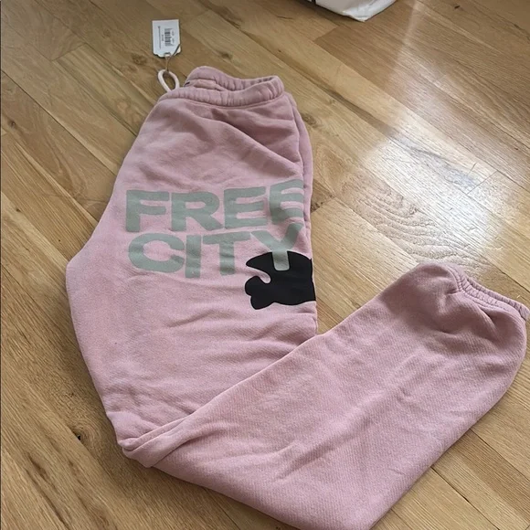 NWT FreeCity Women’s Pink Sweatpants Cozy Joggers Size XS - Picture 1 of 5